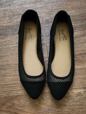 Seychelles Black Pointed Mesh Ballet Flats